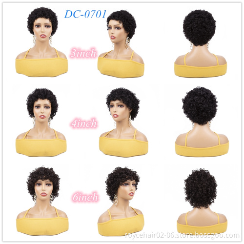 Free Sample Virgin Remy Human Hair Short Afro Kinky Curly Glueless African Wig for Black Women